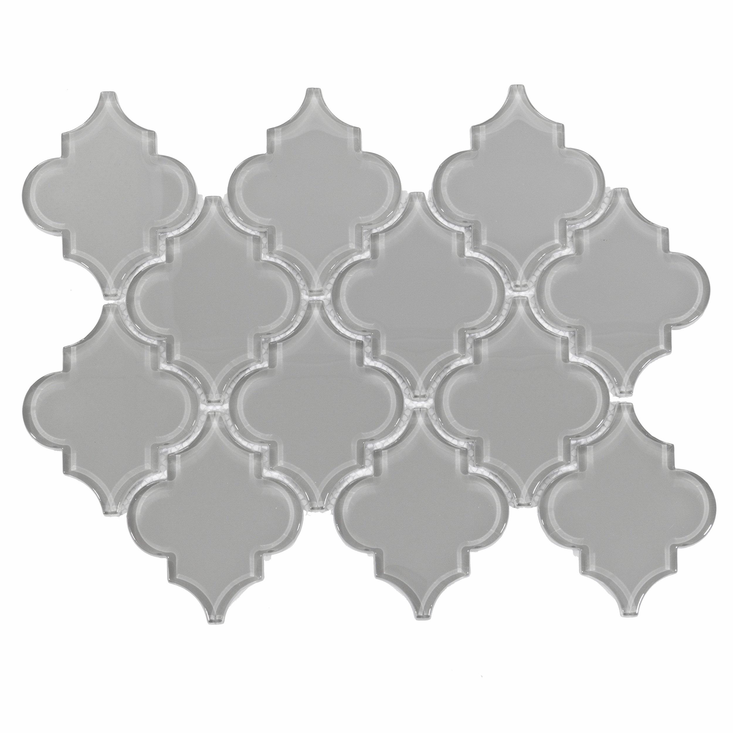 Fleur Gray Arabesque Glass Mosaic - Floor and Decor