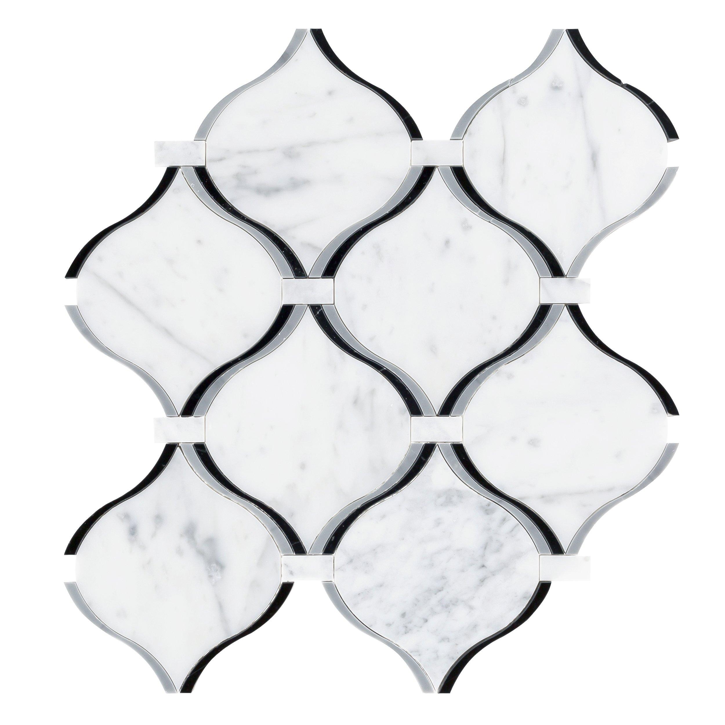 Carrara Thassos Hera Waterjet Marble Mosaic 14 X 17 100247998 Floor And Decor