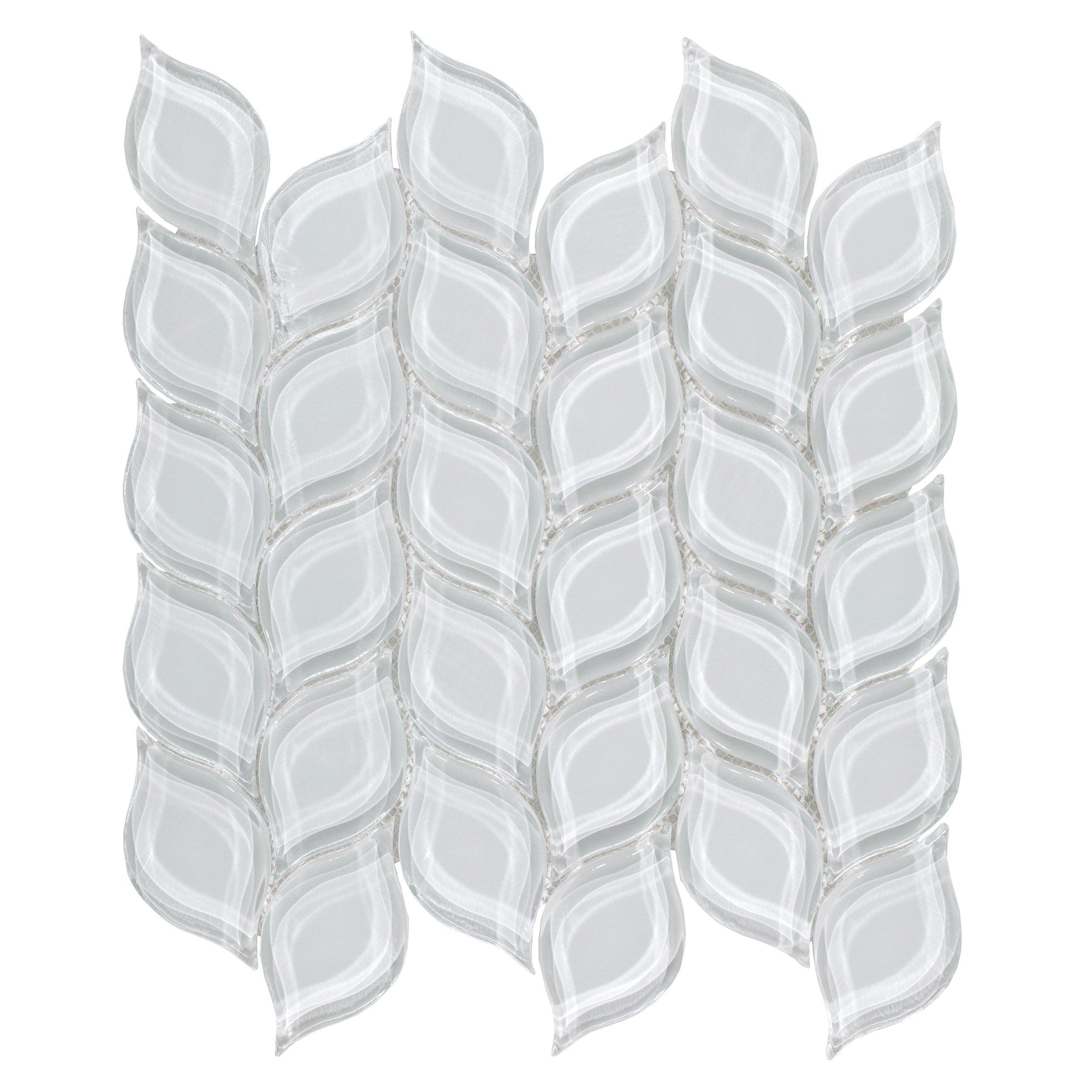 Winter Cloud Leaf Polished Glass Mosaic 11 X 12 100248301
