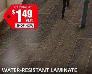Water Resistant Laminate starting  at $1.69 per square foot
